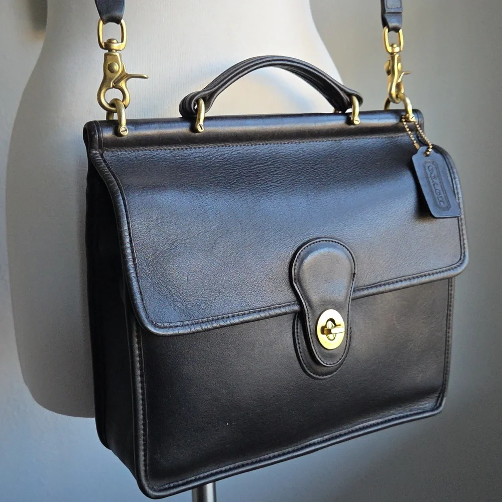 Coach Black Leather Top Handle Satchel with Gold Hardware…1994 ..